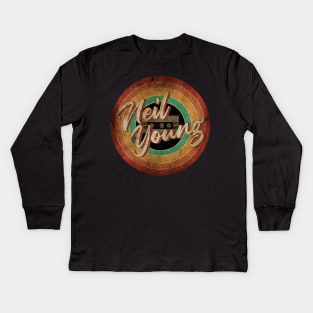 Neil Young Vintage Circle Art Kids Long Sleeve T-Shirt